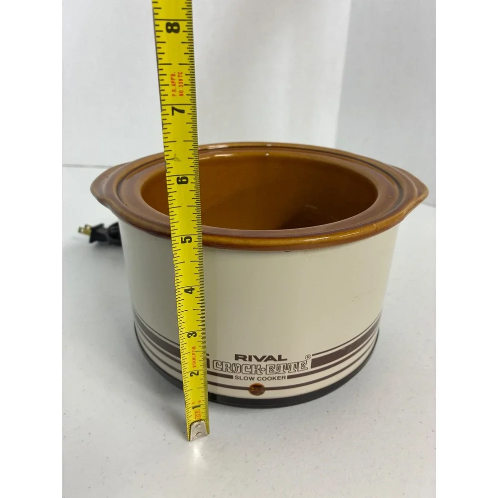 Vintage Rival Crock-Ette Slow Cooker 1 Quart Cream Brown Retro 3100/2